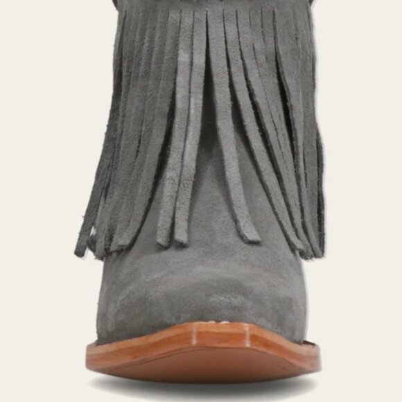 NEW FRYE Nubuck Leather Sacha Short Fringe Boots Steel Blue for women 2511 15M8 - Picture 6 of 9